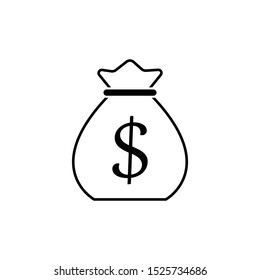 Money bag icon with a dollar sign in the middle. Flat design