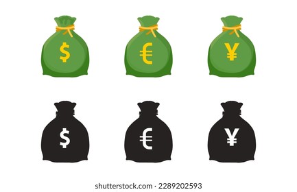 money bag icon with a dollar sign. flat money bag in cartoon style. stock vector illustration isolated on white background