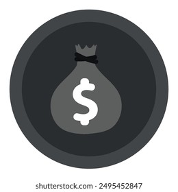 Money bag icon with dollar sign symbol isolated on a white background.