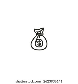 Money Bag Icon with Dollar Sign
