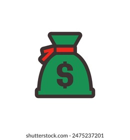 Money bag icon with dollar symbol, made in color style.
