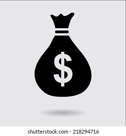 Money bag icon. Dollar USD currency symbol. Flat design style. EPS 10.