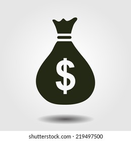 Money bag icon. Dollar USD currency symbol. Flat design style. EPS 10.