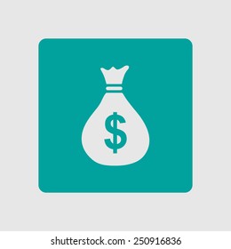 Money bag icon. Dollar USD currency symbol. Flat design style. EPS 10.