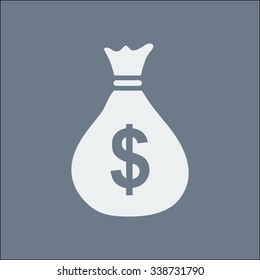 Money bag icon. Dollar USD currency symbol. Flat design style. EPS 10.