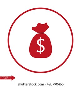 Money bag icon. Dollar USD currency symbol.