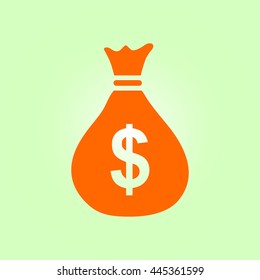 Money bag icon. Dollar USD currency symbol. Flat design style. EPS 10.