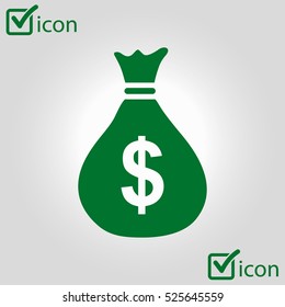 Money bag icon. Dollar USD currency symbol. Flat design style. EPS 10.