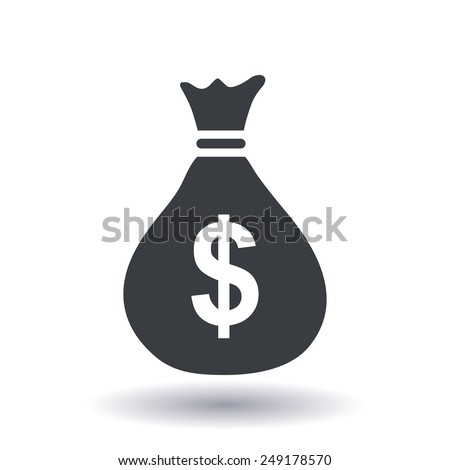 Money bag icon. Dollar USD currency symbol. Flat design style. EPS 10.