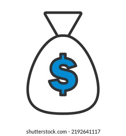 Money Bag Icon. Editable Bold Outline With Color Fill Design. Vector Illustration.