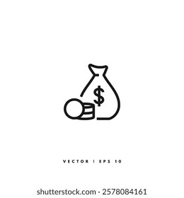 Money Bag Icon. Editable Stroke