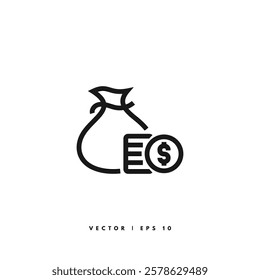 Money Bag Icon. Editable Stroke