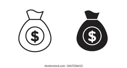 Iconos del icono del bolso del dinero. Elementos del doodle.