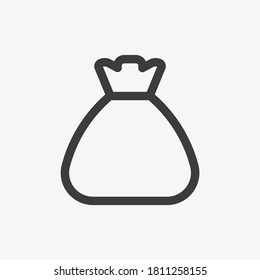 Icono de bolsa de dinero con espacio vacío. Ilustración del vector de contorno. Pictograma de saco.