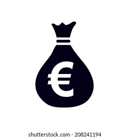 Money bag icon. Euro EUR currency symbol. Flat design style. EPS 10.