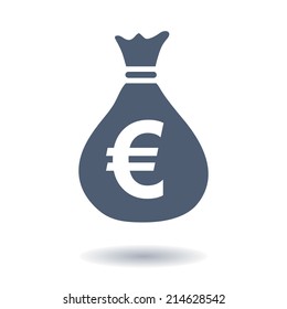 Money bag icon. Euro EUR currency symbol. Flat design style. EPS 10.