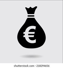 Money bag icon. Euro EUR currency symbol. Flat design style. EPS 10.