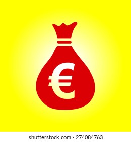 Money bag icon. Euro EUR currency symbol. Flat design style. EPS 10.