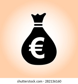 Money bag icon. Euro EUR currency symbol. Flat design style. EPS 10.