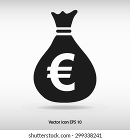 Money bag icon. Euro EUR currency symbol. Flat design style. EPS 10.
