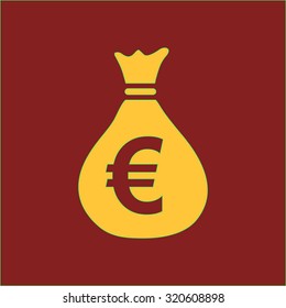 Money bag icon. Euro EUR currency symbol. Flat design style. EPS 10.