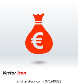 Money bag icon. Euro EUR currency symbol. Flat design style. EPS 10.