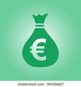 Money bag icon. Euro EUR currency symbol. Flat design style. EPS 10.