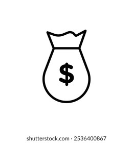 Money bag icon Flat art illustration in outline