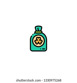 Money bag icon, flat design line art thin style. Saint Patrick's Day vector illustration