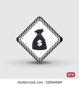 Money bag icon. Flat design style. Made vector illustration