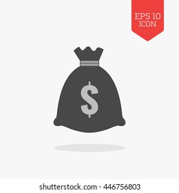 Money bag icon. Flat design gray color symbol. Modern UI web navigation, sign. Illustration element
