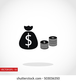 Money Bag Icon, flat design best vector icon