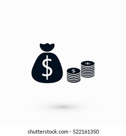 Money Bag Icon, flat design best vector icon