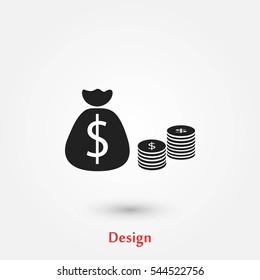 Money Bag Icon, flat design best vector icon