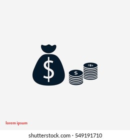 Money Bag Icon, flat design best vector icon