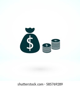 Money Bag Icon, flat design best vector icon