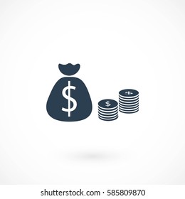 Money Bag Icon, flat design best vector icon
