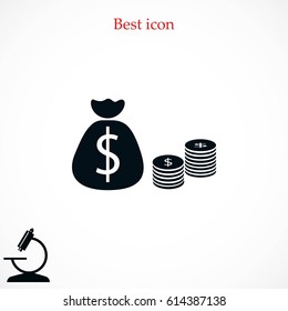 Money Bag Icon, flat design best vector icon