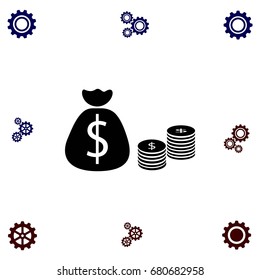 Money Bag Icon, flat design best vector icon