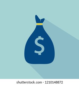 Money bag icon. Flat Design.Dollar USD currency symbol.Vector Illustration