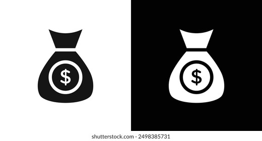 Money bag icon flat line symbol set.