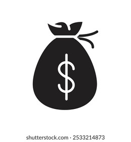 Money bag icon Flat line illustration