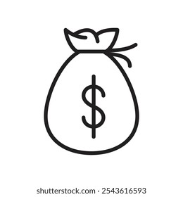 Money bag icon Flat line illustration