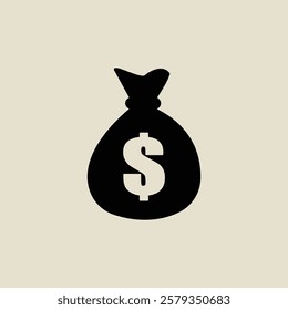 Money bag icon - flat line Vector