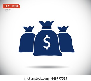 Money bag icon, Flat logo vector illustration. 