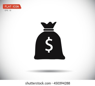 Money bag icon, Flat logo vector illustration.
