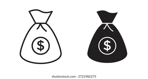 Icono de bolsa de dinero icono plano simple. Versión Liner - Vector de stock.