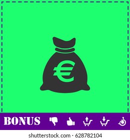 Money bag icon flat. Simple vector symbol and bonus icon