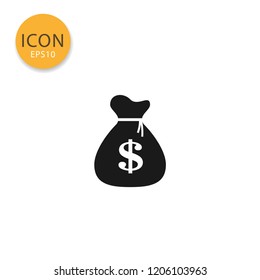 Money bag icon flat style in black color vector illustration on white background.