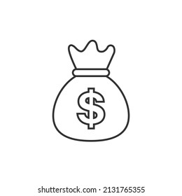 Money bag icon in flat style. Moneybag vector illustration on isolated background. Coin sack sign business concept.